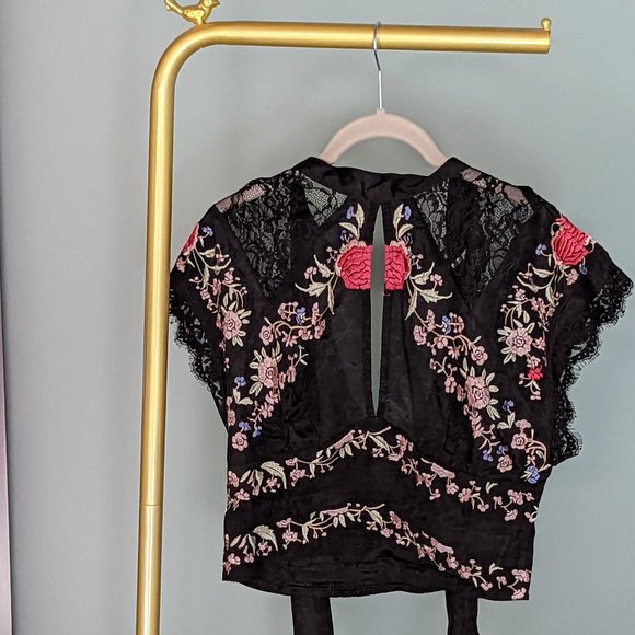 Free People Chiara Embroidered Cutout Lace Crop Top (S) - Picture 4 of 6